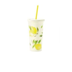Kate Spade Lemon Print Tumbler with Straw